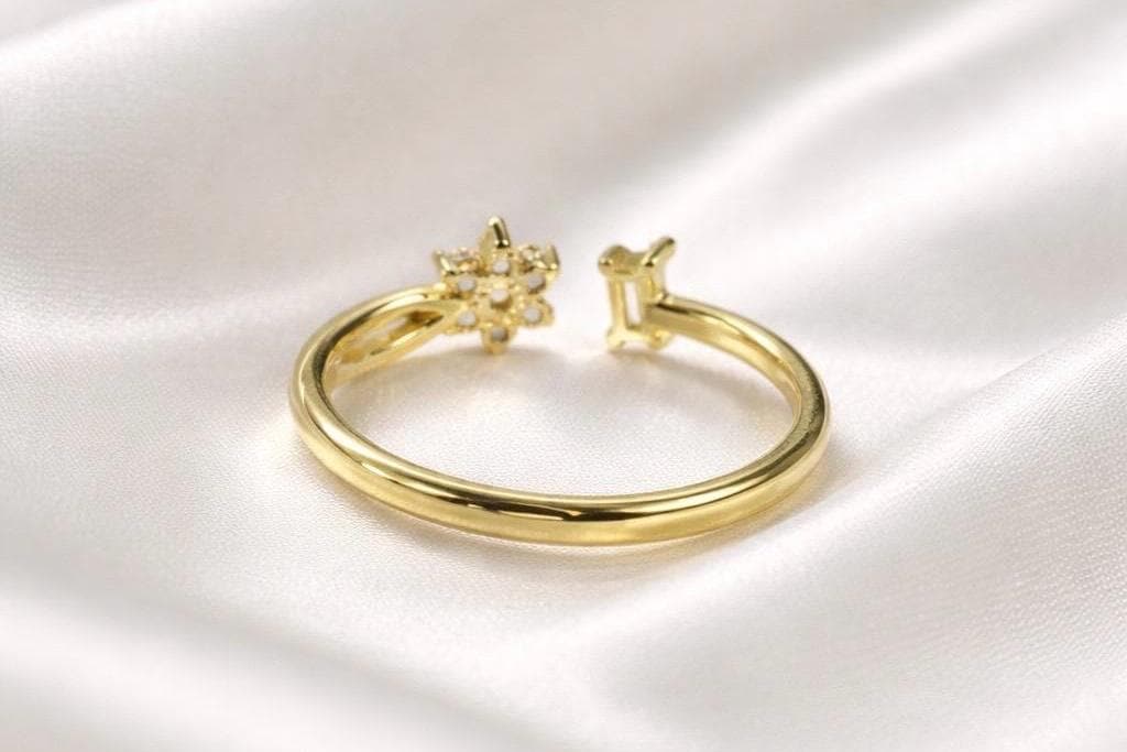 Plumeria Flower Ring – Adjustable Stackable Gold Plated Stainless Steel Ring