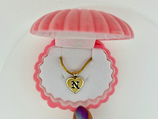 14K Solid Gold Letter Pendant Heart Pendant Hawaiian Necklace Gold Pendant Birthday Gift for her Gift for Mom Name Necklace