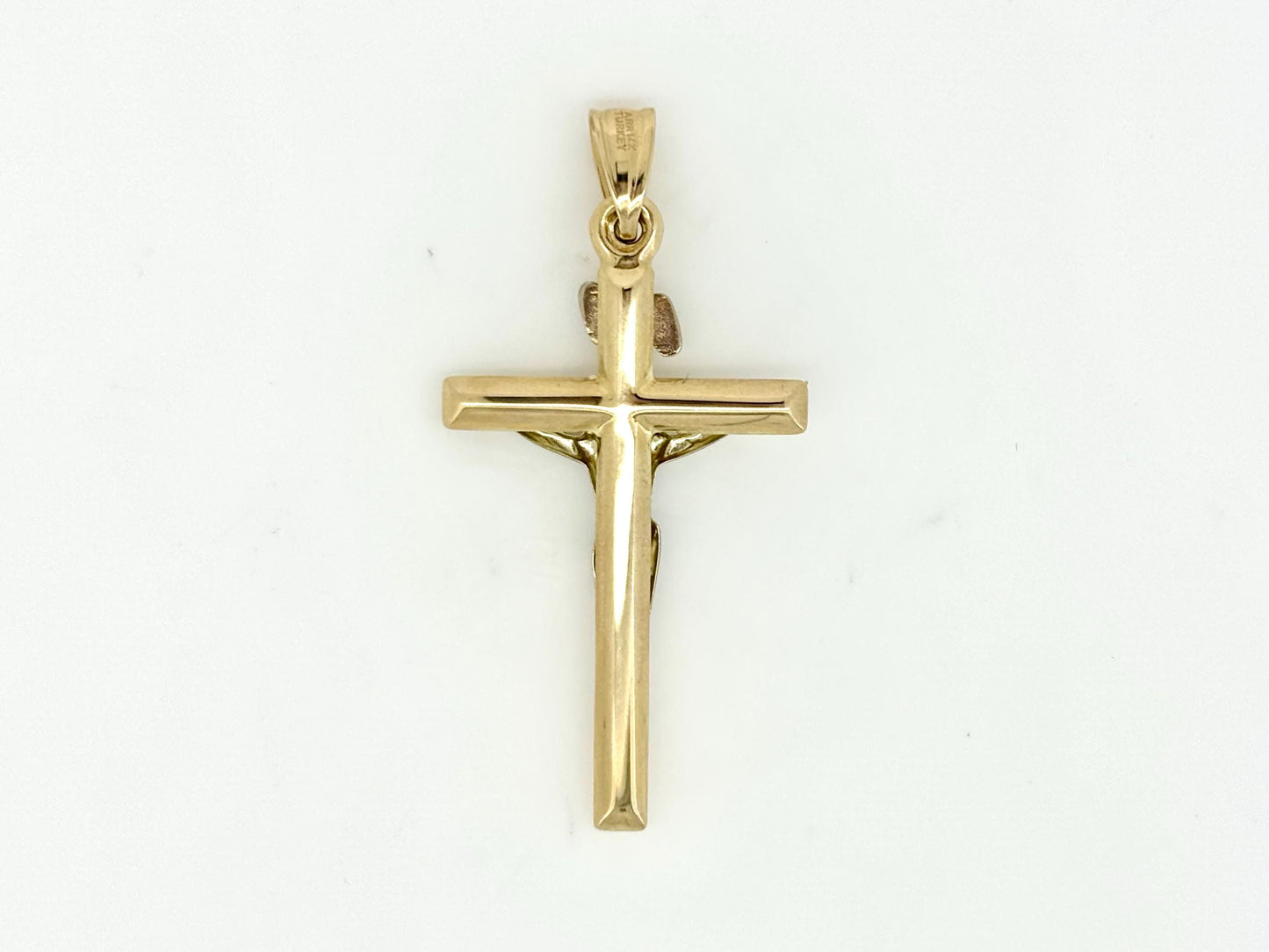 14K Solid Yellow Gold Cross Necklace Jesus Christ Pendant Giant Elegant Christian Gift for her Chritian Gift for Wife Christmas Gift
