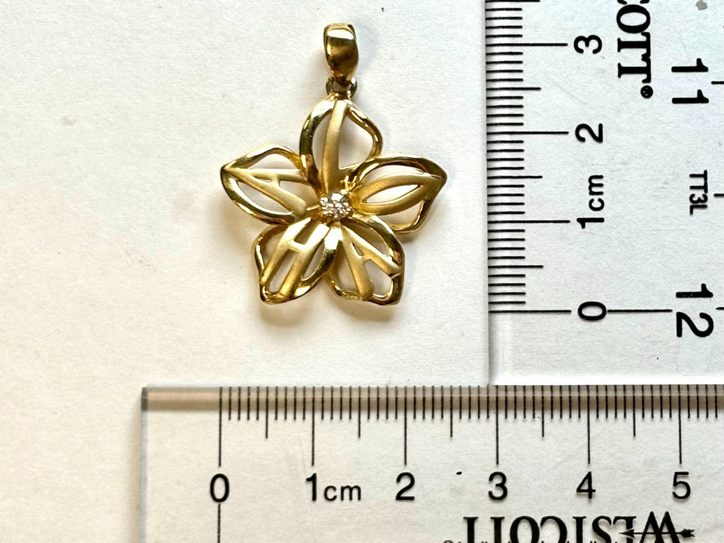 14K Solid Gold ALOHA Plumeria Pendant Flower Pendant Necklace Gold Pendant Birthday Gift for her Gift for Mom Flower Necklace ALOHA Pendant