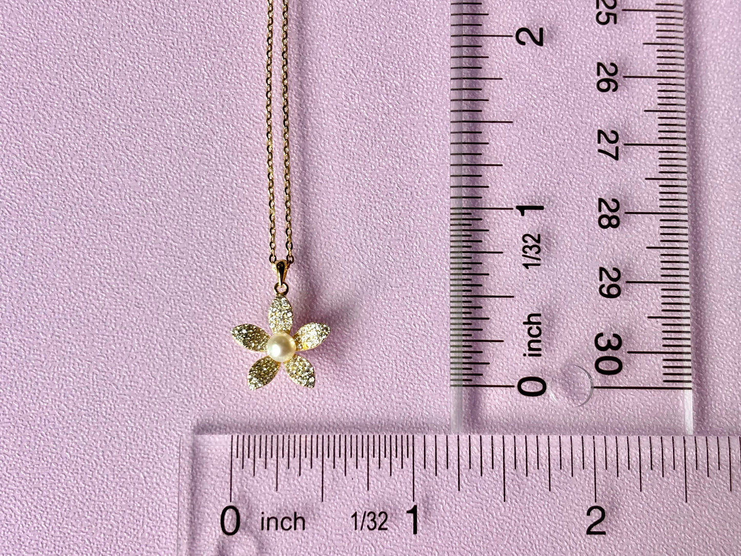 Hawaiian Plumeria Genuine Pearl Flower Necklace w chain 925 Sterling Silver 14K Gold Plated Cute Romantic Gift for her Tarnish Free CZ Stone