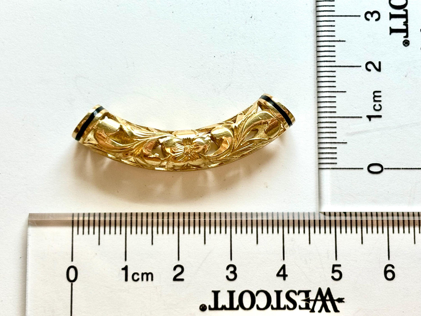 14K Solid Gold Hawaiian Barrel Pendant Flower Pendant Slider Necklace Gold Pendant Birthday Gift for her Gift for Mom Flower Puka Bead Scrol