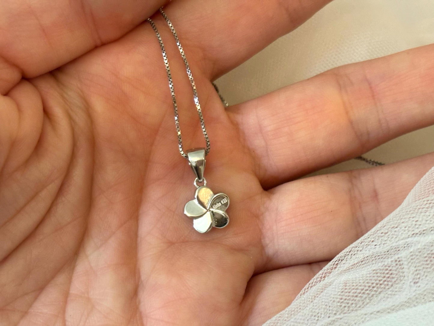 Dainty Blue Opal Plumeria Flower Necklace Tarnish Free with chain Girly Minimalist Floral Gift for Her Gift for Mom 925 Sterling Silver