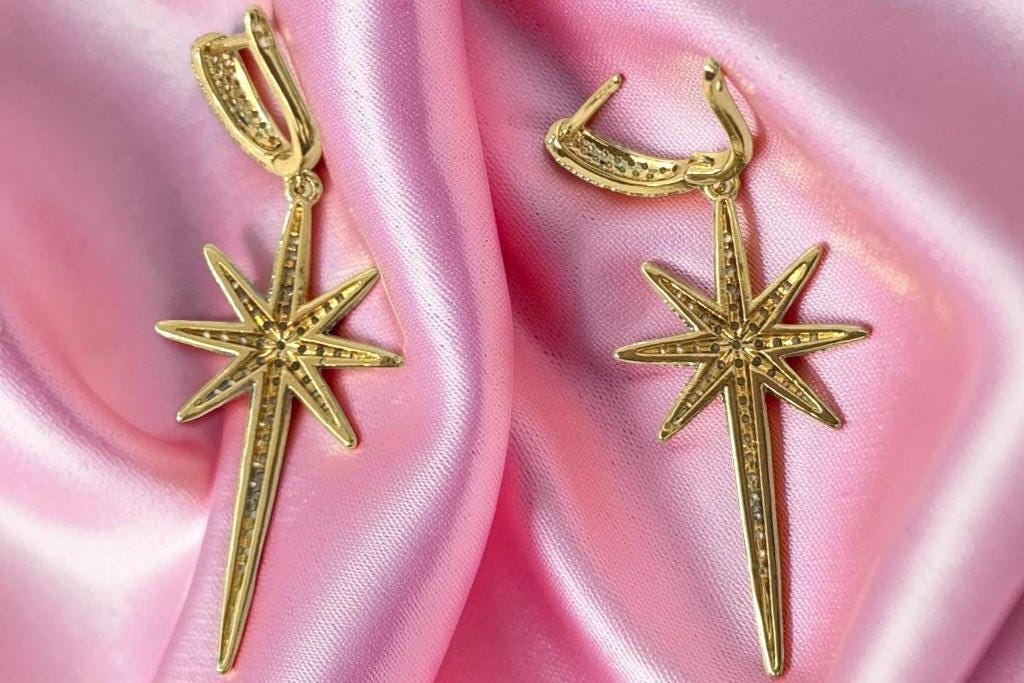 North Star Earrings – Stackable Gold Star Earrings | 14K Gold Plated Stainless Steel