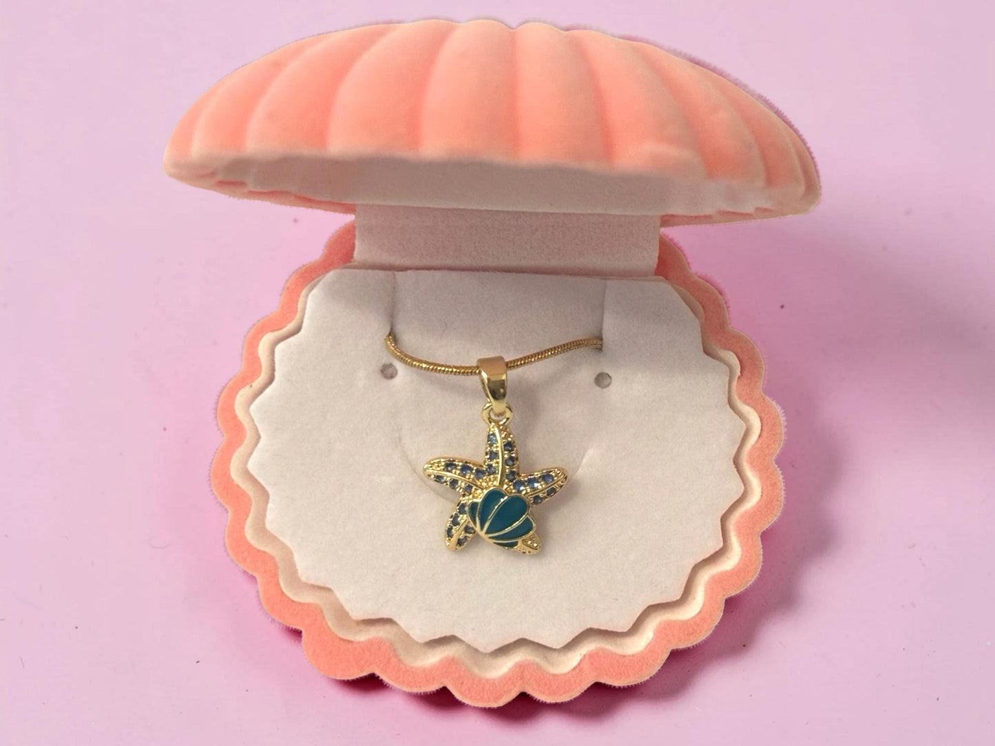 Gold Starfish Necklace – Blue Enamel Pendant | Tarnish Free Beach Boho Jewelry