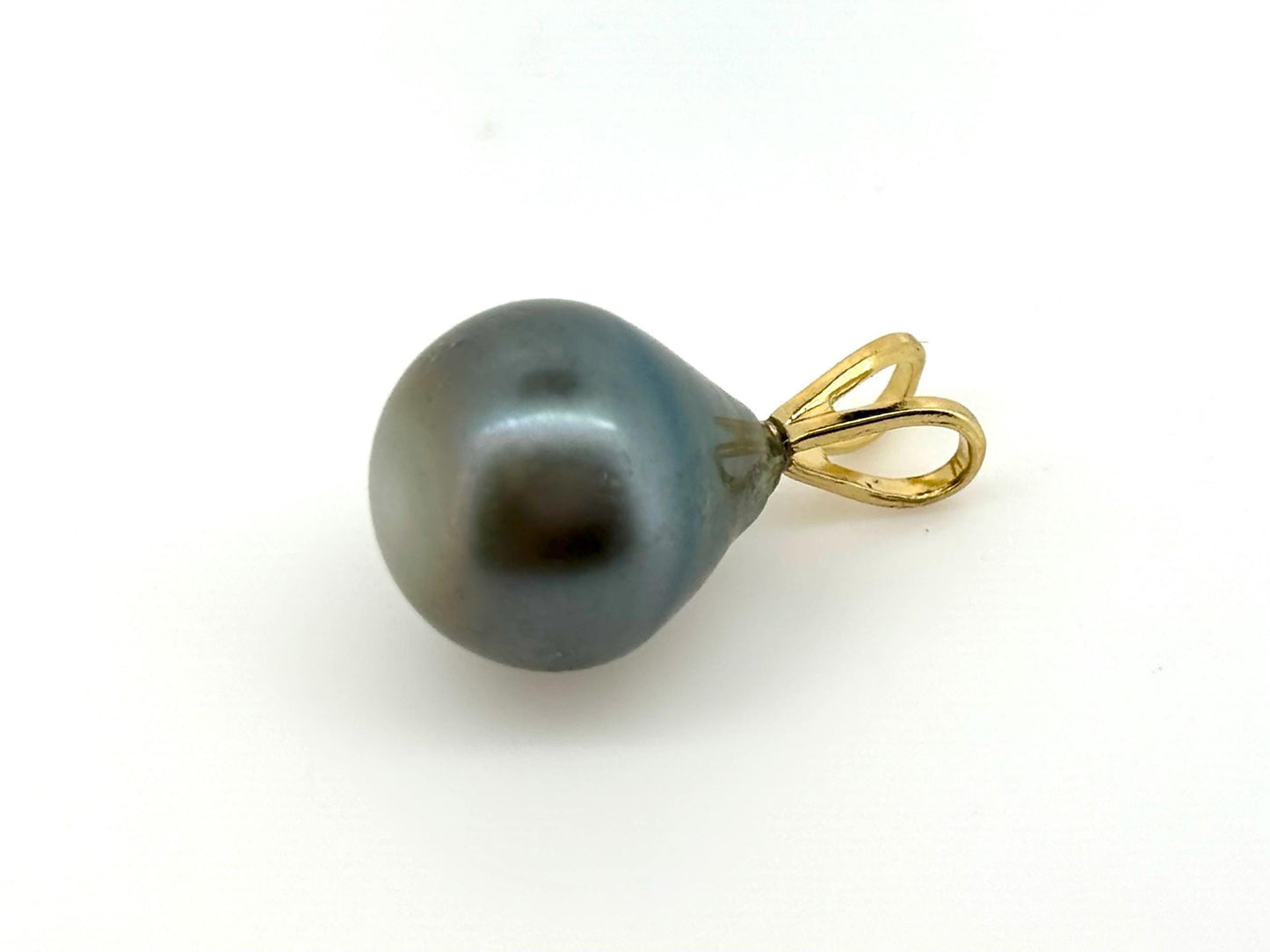 Genuine Natural Tahitian Pearl Necklace Ocean Blue Pearl Pendant with 14K Gold Chain Black Pearl Necklace Birthday Gift for Her Gift for Mom