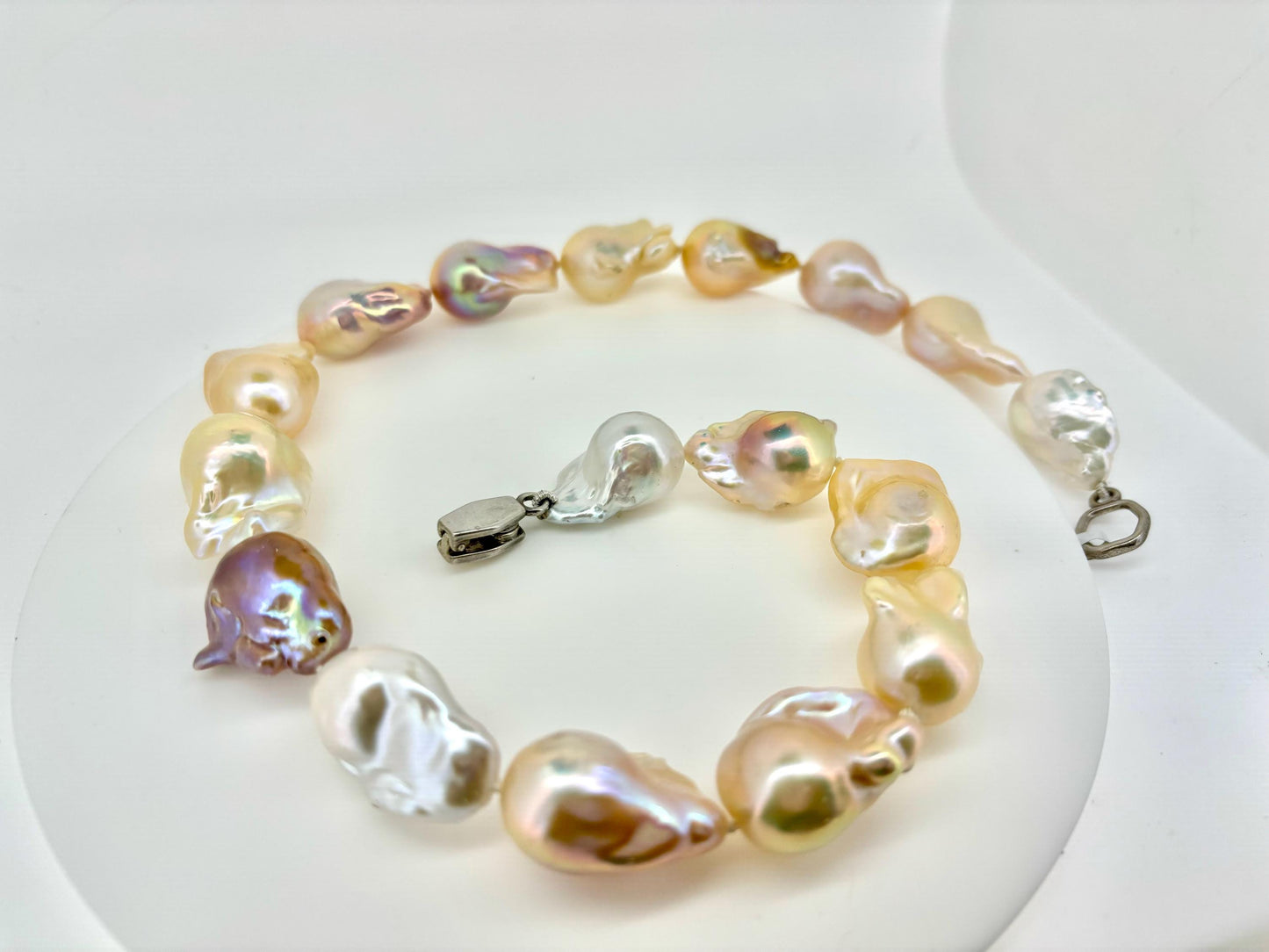 Genuine Natural Baroque Pearl Necklace 925 Sterling Silver Magnet Closure Elegant Lavender Pearl Necklace Birthday Gift for Her Gift for Mom