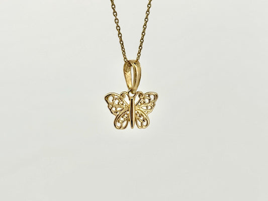 14K Yellow Gold Butterfly Pendant, Butterfly Necklace Dainty Necklace Pendant Birthday Gift For Her For mom Anniversary Gift Christmas Gift