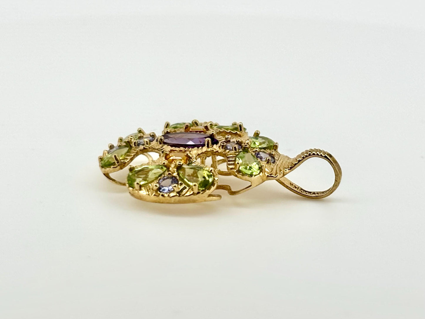 14K Yellow Gold Multi-Gemstone Pendant ,Tanzanite Citrine Peridot Amethyst Pendat , Colorful Jewelry Birthday gift, anniversary gift for her