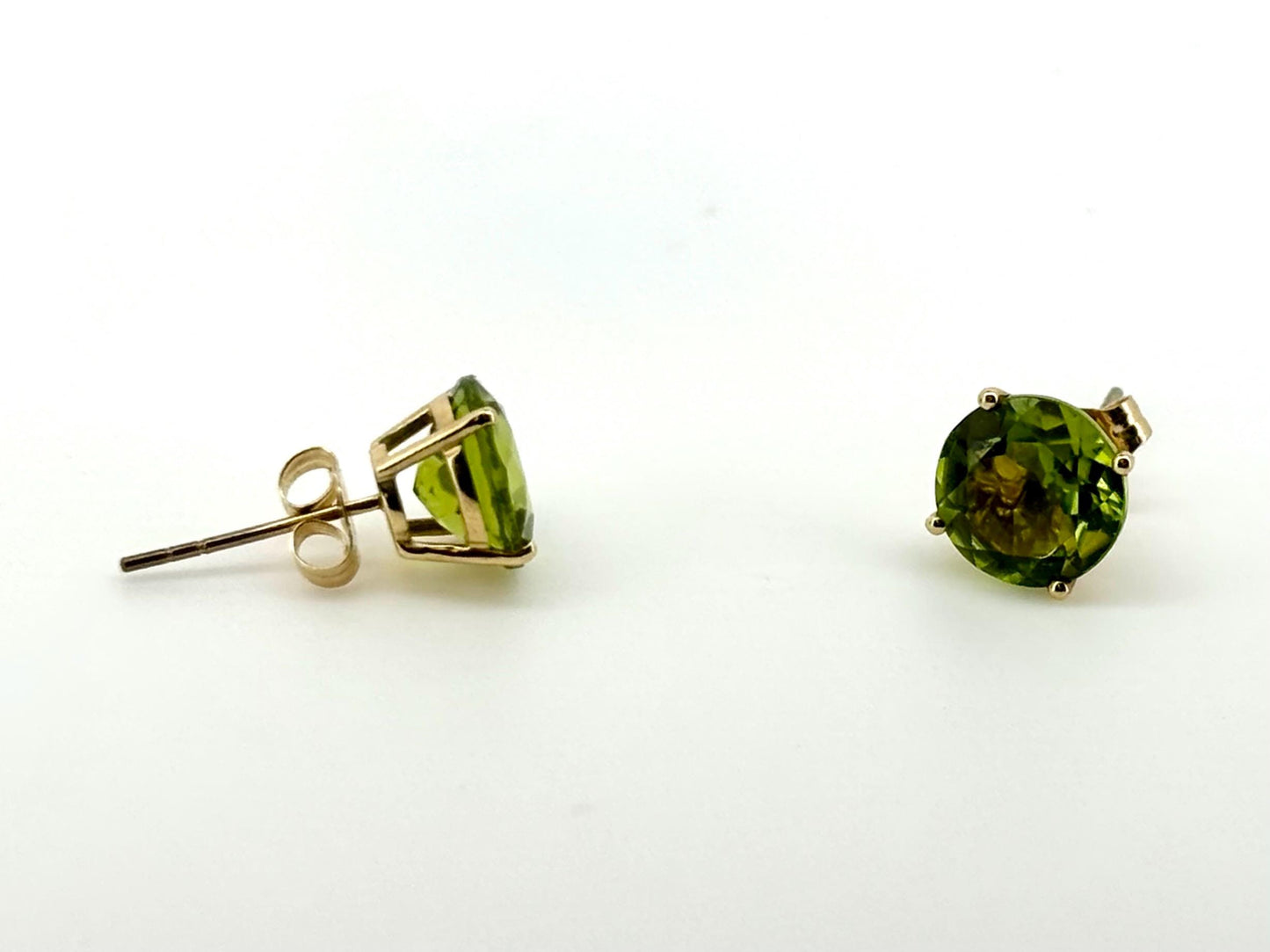 Pele’s Tears Peridot Stud Earring – 14k Solid Gold Studs