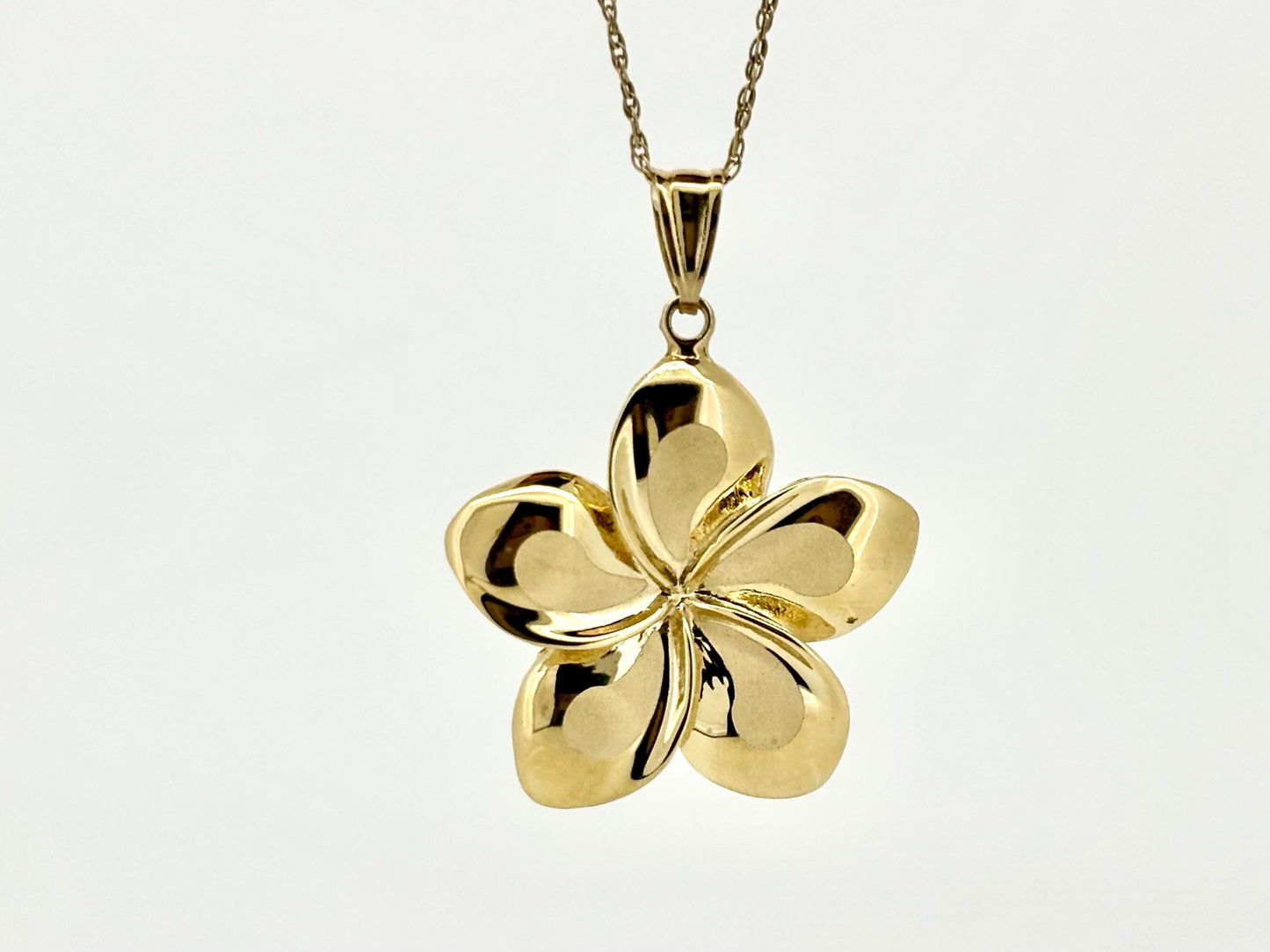 14K Solid Gold Plumeria Pendant Flower Pendant Necklace Gold Pendant Birthday Gift for her Gift for Mom Flower Necklace