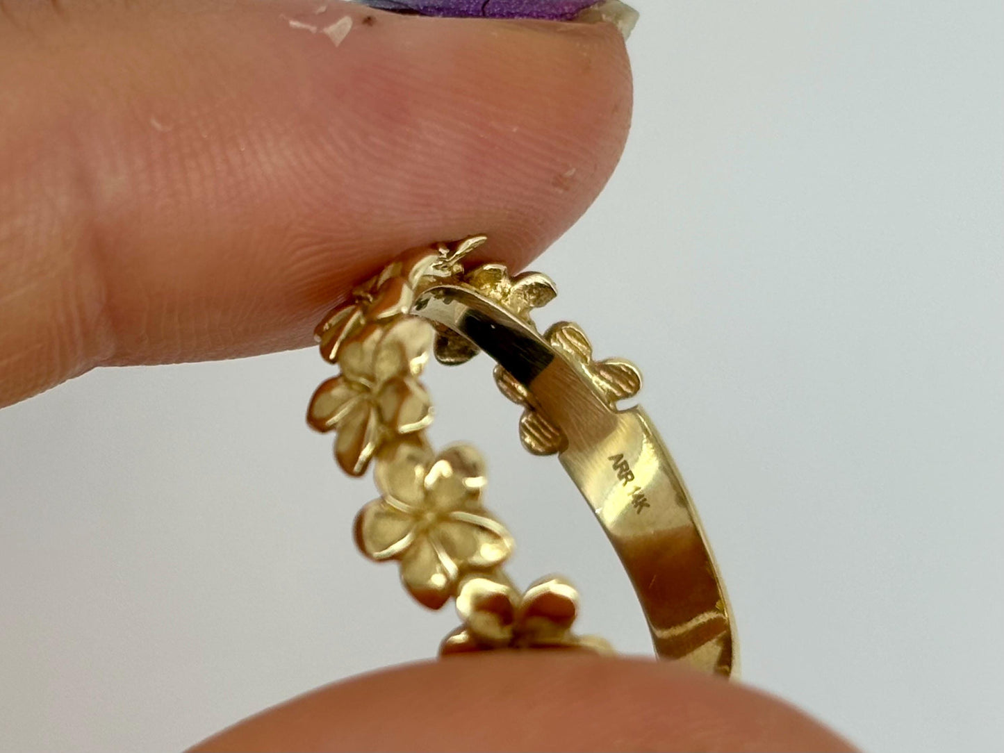 14K Solid Gold Ring Hawaiian Wedding Band - Wedding Ring - Flower Ring - Valentines Gift for Her- Birthday Gift for Girlfriend Gift for Mom