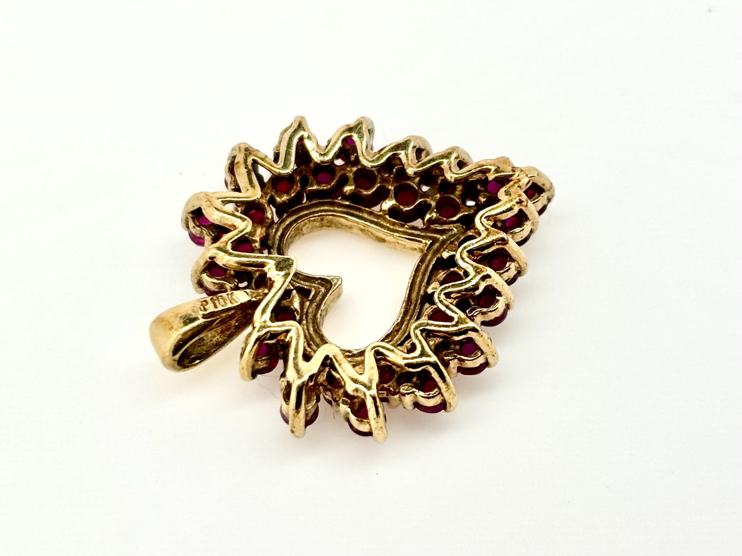 10K Solid Gold Heart Pendant with Ruby Pendant Heart Necklace Gold Pendant Ruby Necklace Pink Necklace Birthday Gift for her Gift for Mom