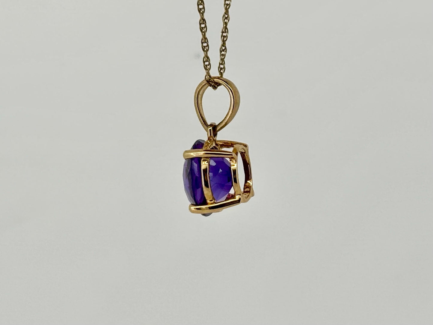 14K Solid Gold Amethyst Necklace Dainty Purple Amethyst Pendant February Birthstone, Minimalist Charm Fine Jewelry Gift for Her Gift for Mom