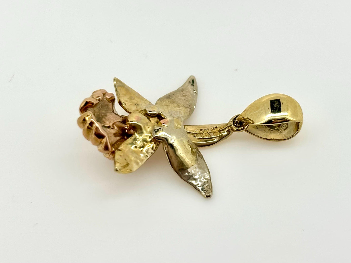 14K Solid Gold Orchid Pendant with 0.2 ct Diamond Flower Pendant Orchid Necklace Gold Pendant Birthday Gift for her for Mom Flower Necklace