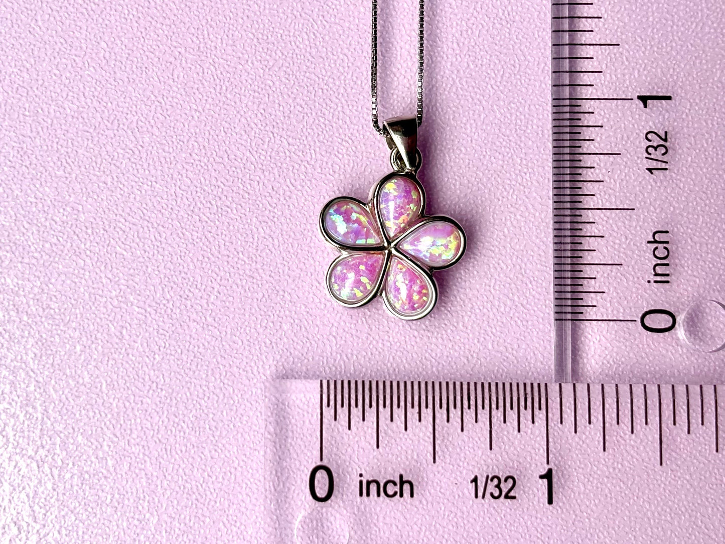 Hawaiian Plumeria Flower Necklace 925 Sterling Silver Tarnish Free Girly Pink Opal Necklace With Chain Birthday Gift For Her Dainty Necklace