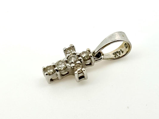 14K Solid White Gold Cross Necklace Jesus Christ Pendant Diamond Cross Christian Gift for her Chritian Gift for Wife Christmas Gift