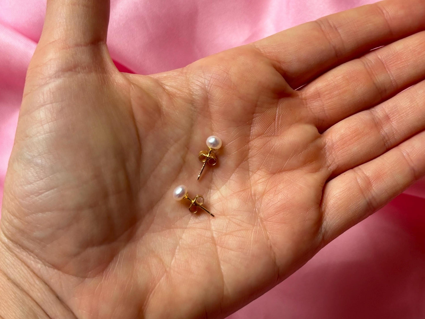 Minimalist Pearl Earrings Dainty Gold Pearl Stud Earrings 925 Sterling Silver 14k Gold Plated Gift for Her Gift for Girlfriend