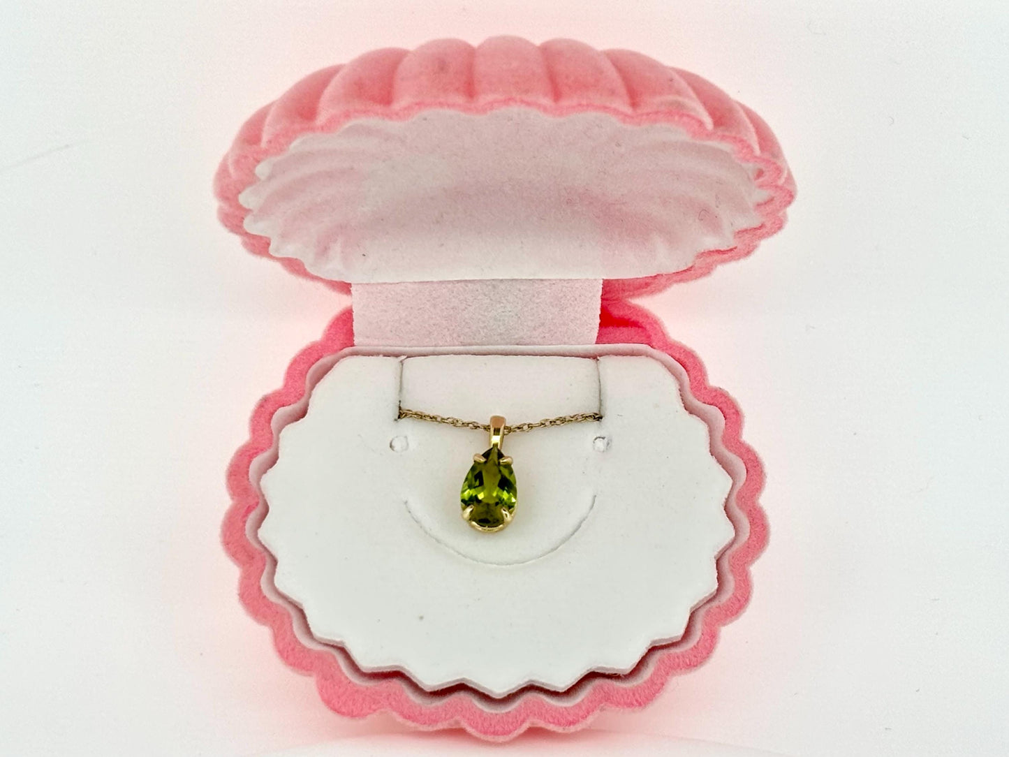 14K Solid Gold Necklace Peridot Pendant Hawaiian Diamond Peles Tears - Birthday Gift for Her Gift For Mom Green Necklace Peridot Necklace