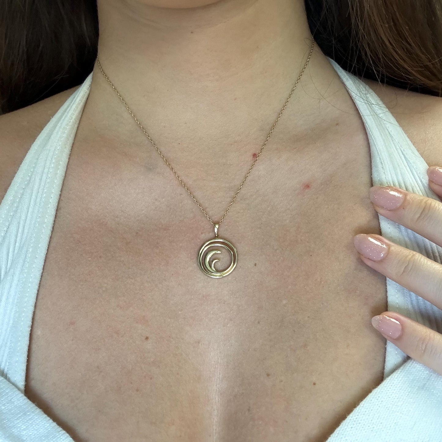 14K Yellow Gold Smooth Wave Pendant