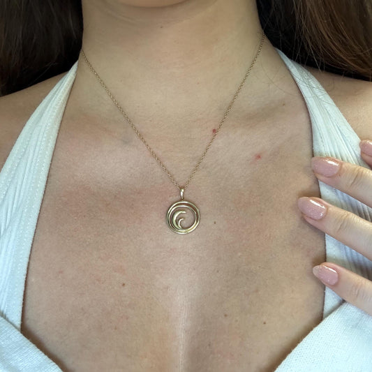 14K Yellow Gold Smooth Wave Pendant