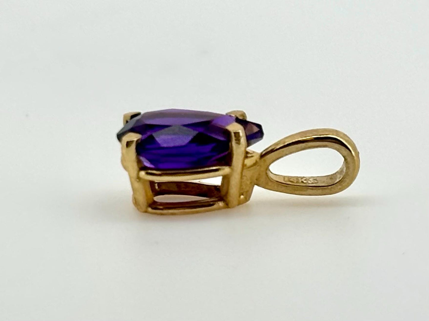 14k Solid Yellow Gold Pear Amethyst Pendant, February Birthstone, Amethyst Necklace, Birthday Gift For Her,  Anniversary Gift, Healing Stone