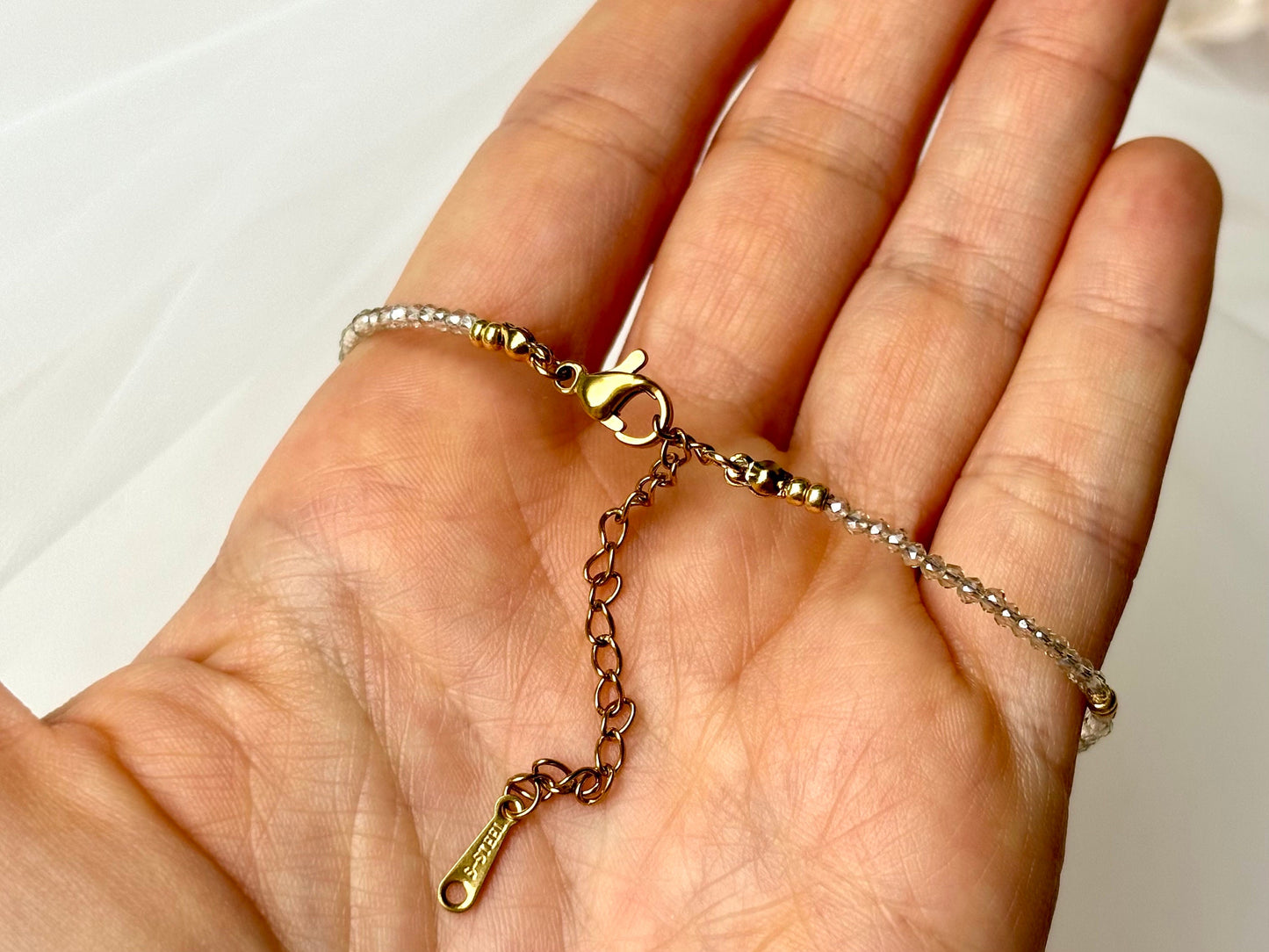 Healing Crystal Birthstone April Bracelet Genuine Freshwater Whitew Pearl Rainbow Quartz Bracelet Adjustable Tarnish Free Gift For Her