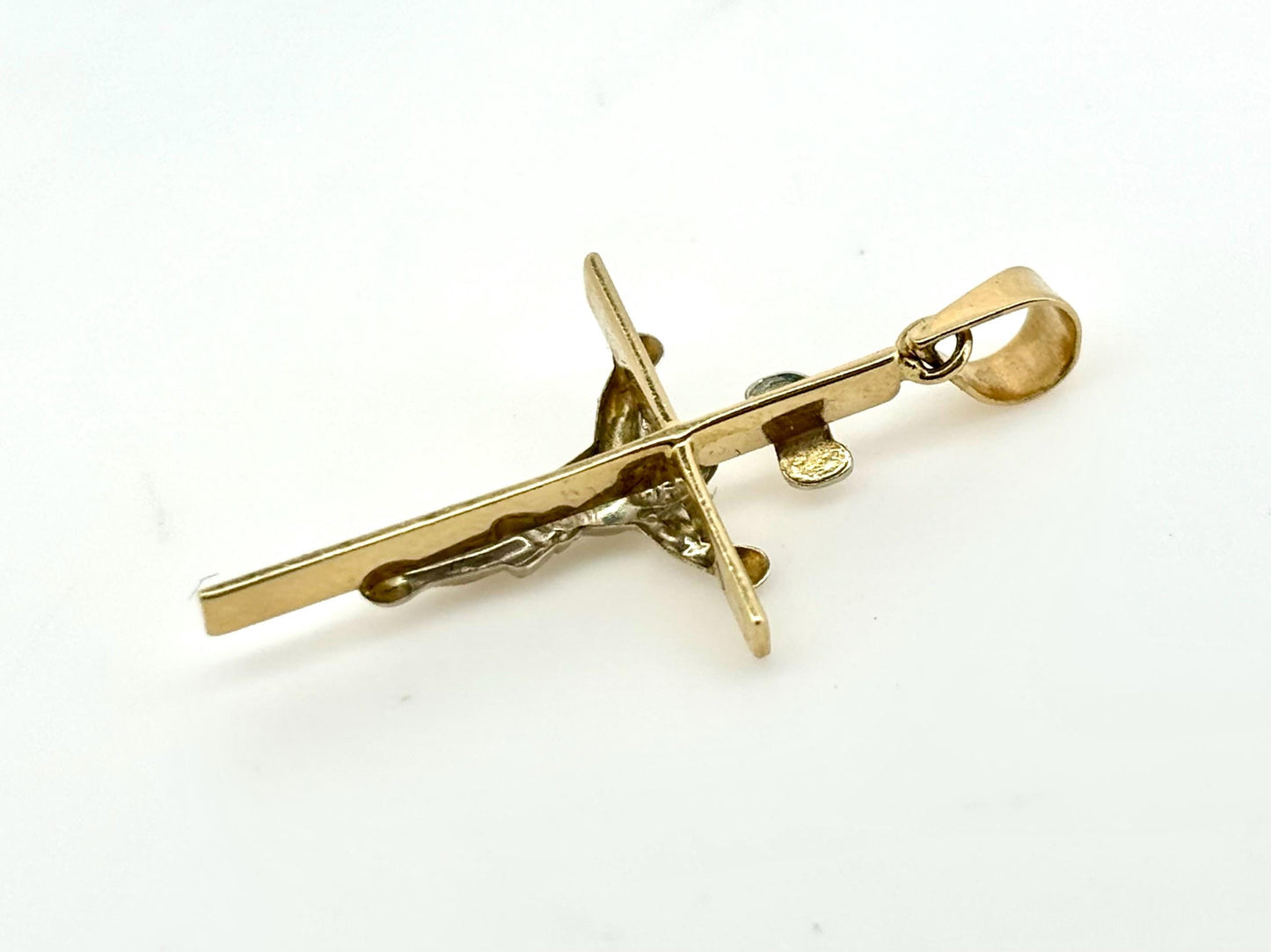 14K Solid Yellow Gold Cross Necklace Jesus Christ Pendant Giant Elegant Christian Gift for her Chritian Gift for Wife Christmas Gift