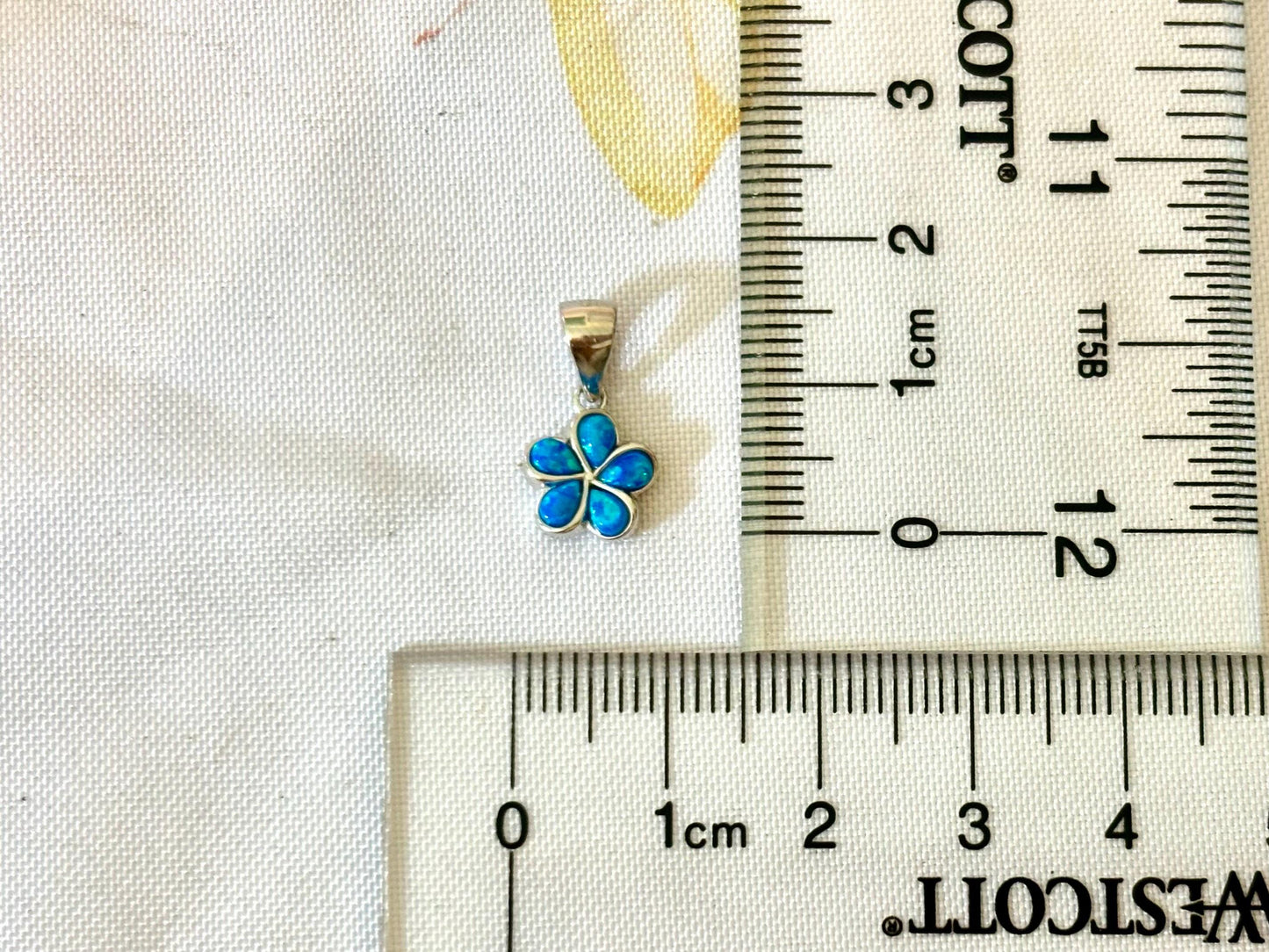 Dainty Blue Opal Plumeria Flower Necklace Tarnish Free with chain Girly Minimalist Floral Gift for Her Gift for Mom 925 Sterling Silver