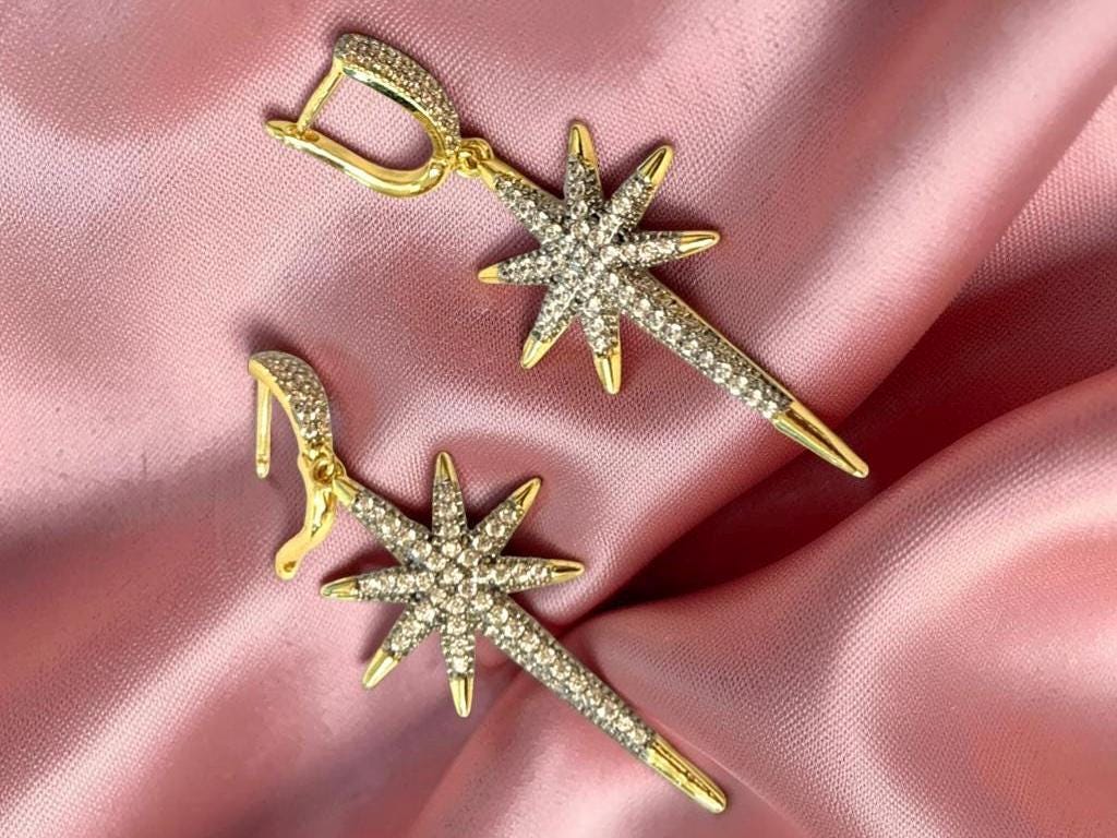 North Star Earrings – Stackable Gold Star Earrings | 14K Gold Plated Stainless Steel
