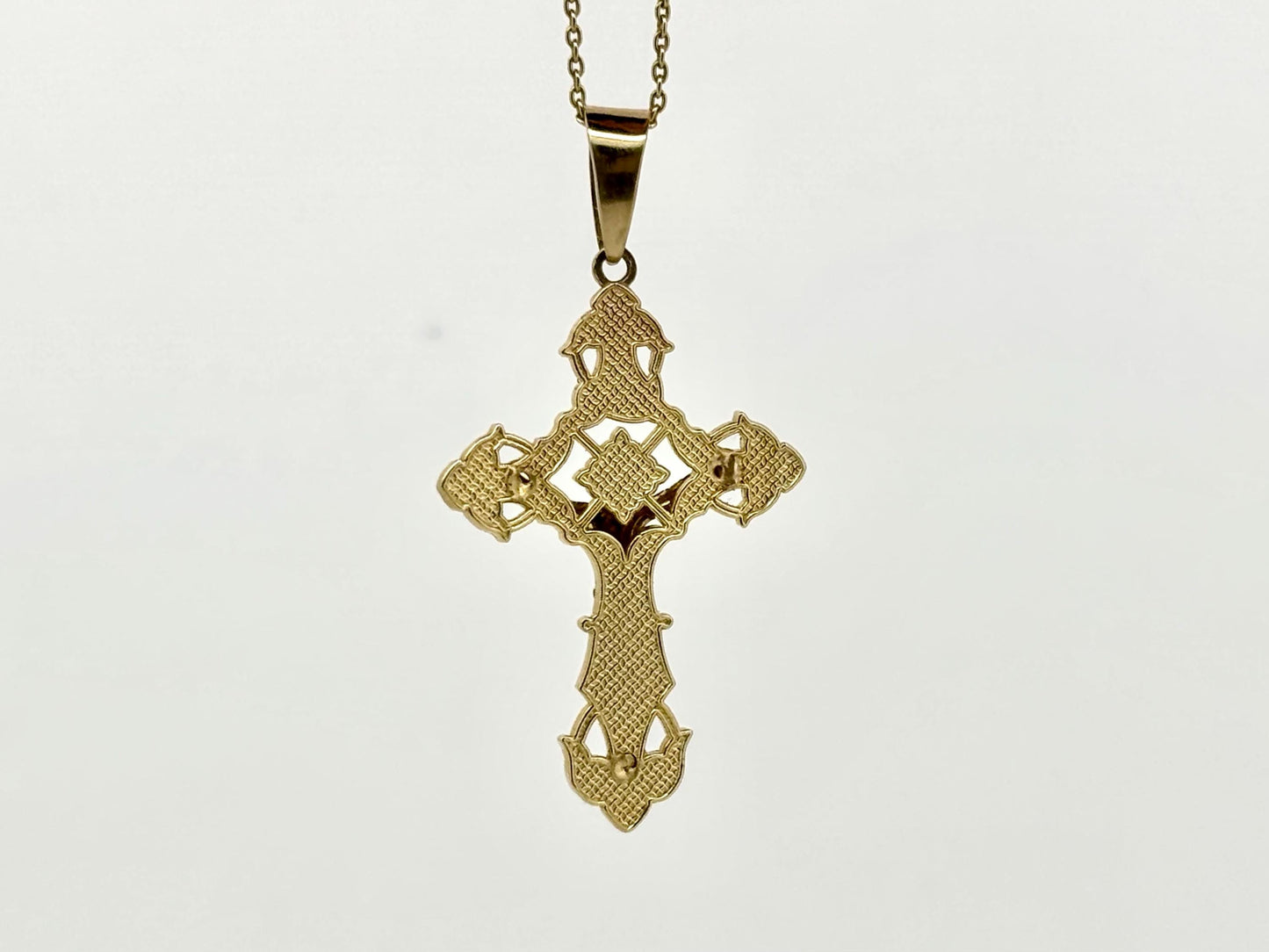 14K Solid Yellow Gold Cross Necklace Jesus Christ Pendant Giant Elegant Christian Gift for her Chritian Gift for Wife Christmas Gift