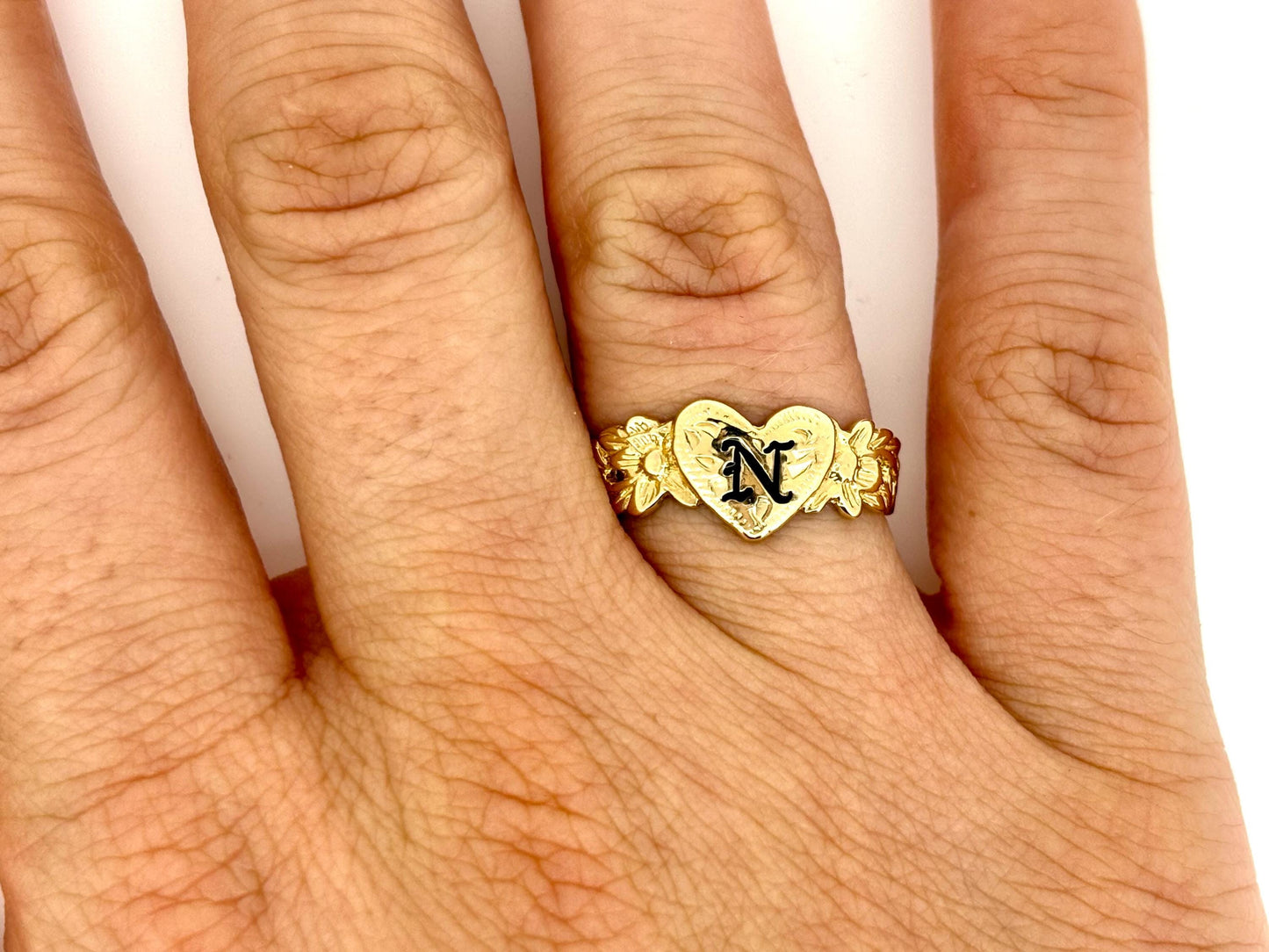 14K Solid Gold Ring Hawaiian Letter Ring- Wedding Ring - Name Ring - Valentines Gift for Her- Birthday Gift for Girlfriend Gift for Mom