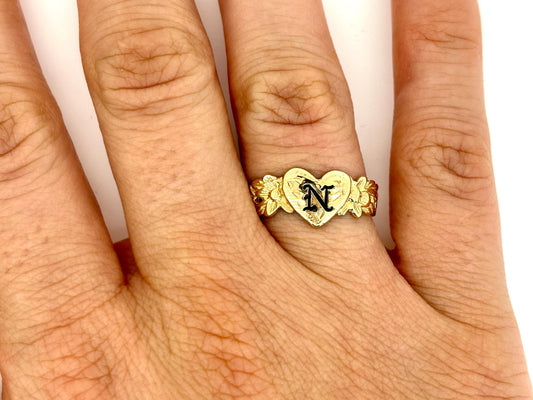 14K Solid Gold Ring Hawaiian Letter Ring- Wedding Ring - Name Ring - Valentines Gift for Her- Birthday Gift for Girlfriend Gift for Mom