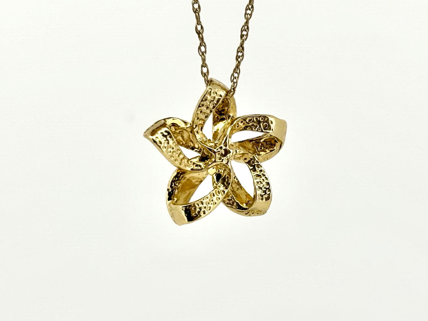 14K Solid Gold Plumeria Pendant Flower Pendant Necklace Gold Pendant Birthday Gift for her Gift for Mom Flower Necklace