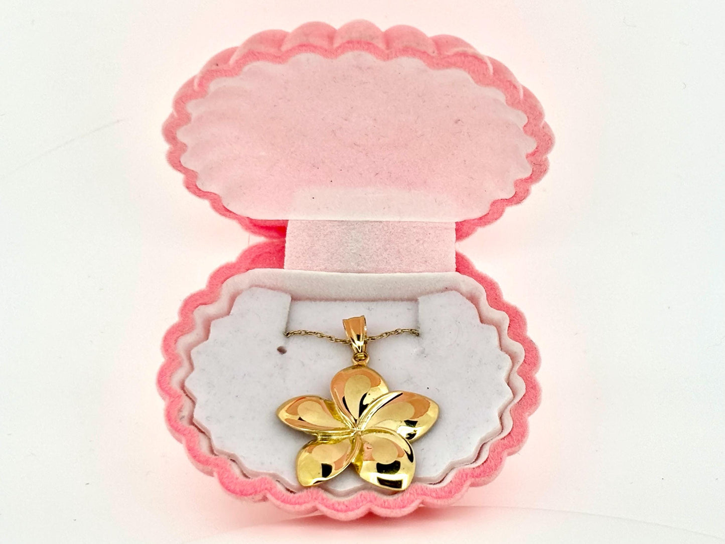 14K Solid Gold Plumeria Pendant Flower Pendant Necklace Gold Pendant Birthday Gift for her Gift for Mom Flower Necklace