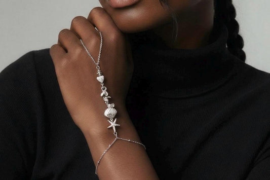 Ocean Hand Chain Bracelet – Gold Plated Adjustable Minimalist Chain Jewelry
