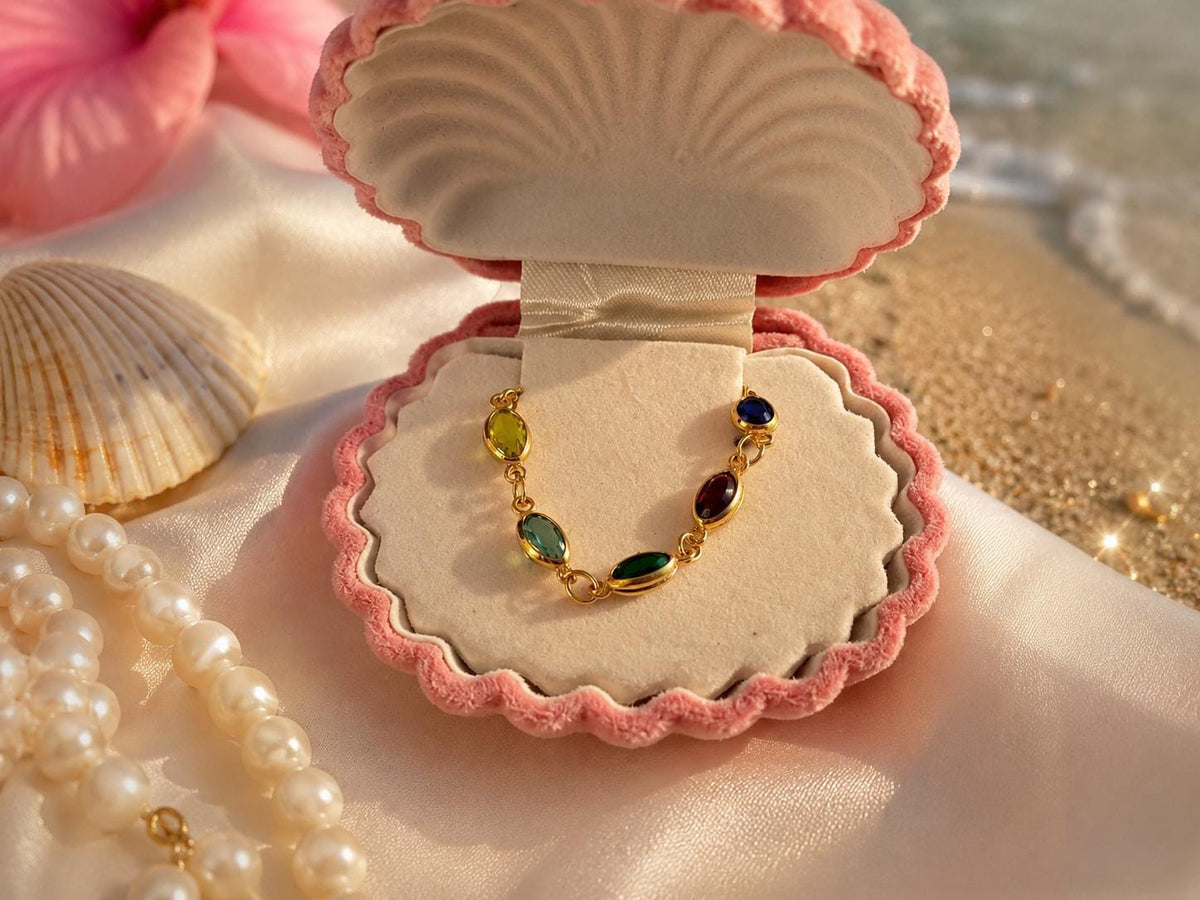 Dainty Gemstone Bracelet, Gold Filled CZ, 7.5 Inch Gift For Her, colorful bracelet, dainty gold bracelet, everyday jewelry – handmade Hawaiian jewelry, Island Goddess Jewelry