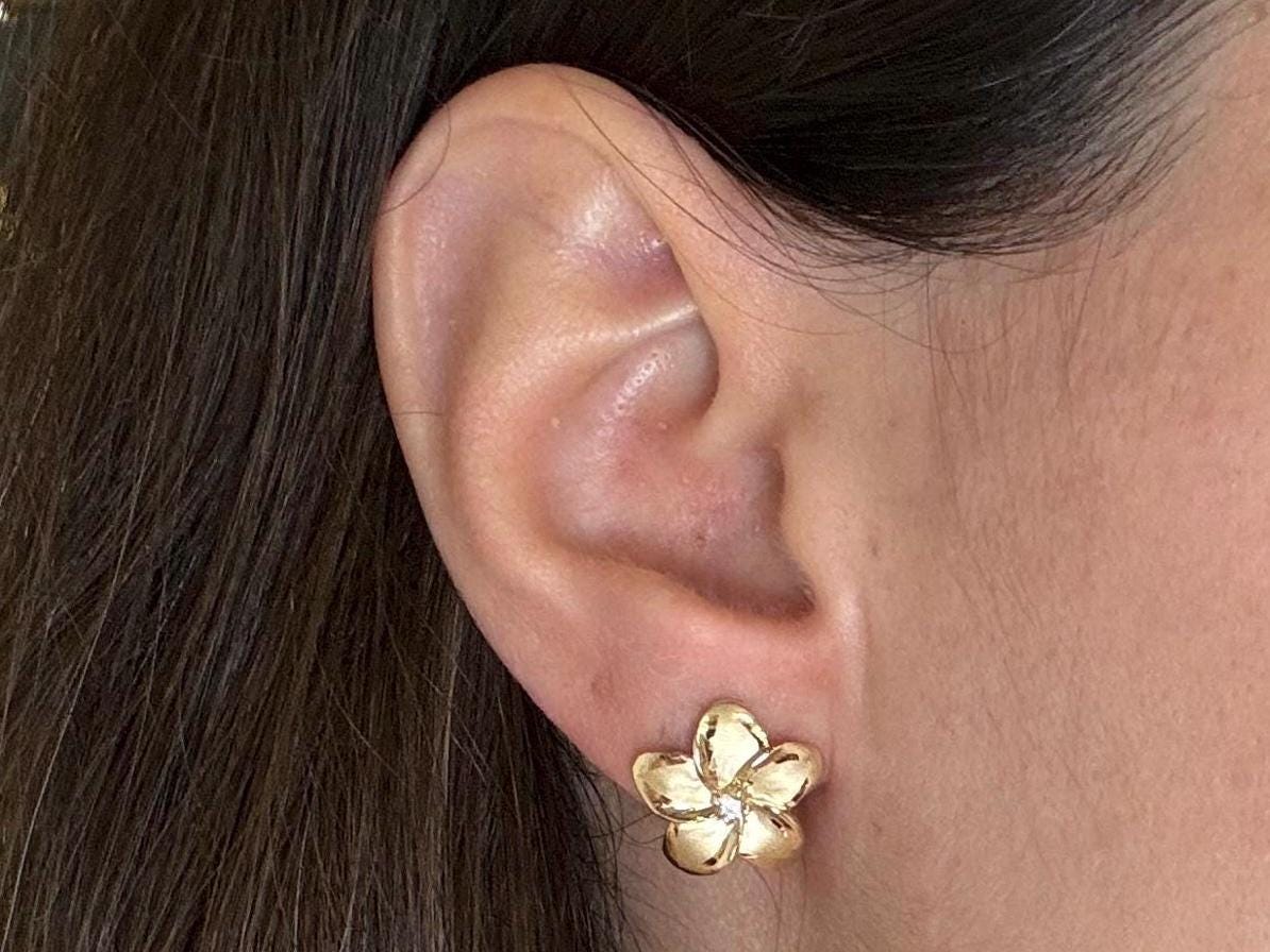 14K Solid Gold Plumeria Pendant Flower Pendant Necklace Gold Pendant Birthday Gift for her Gift for Mom Flower Necklace