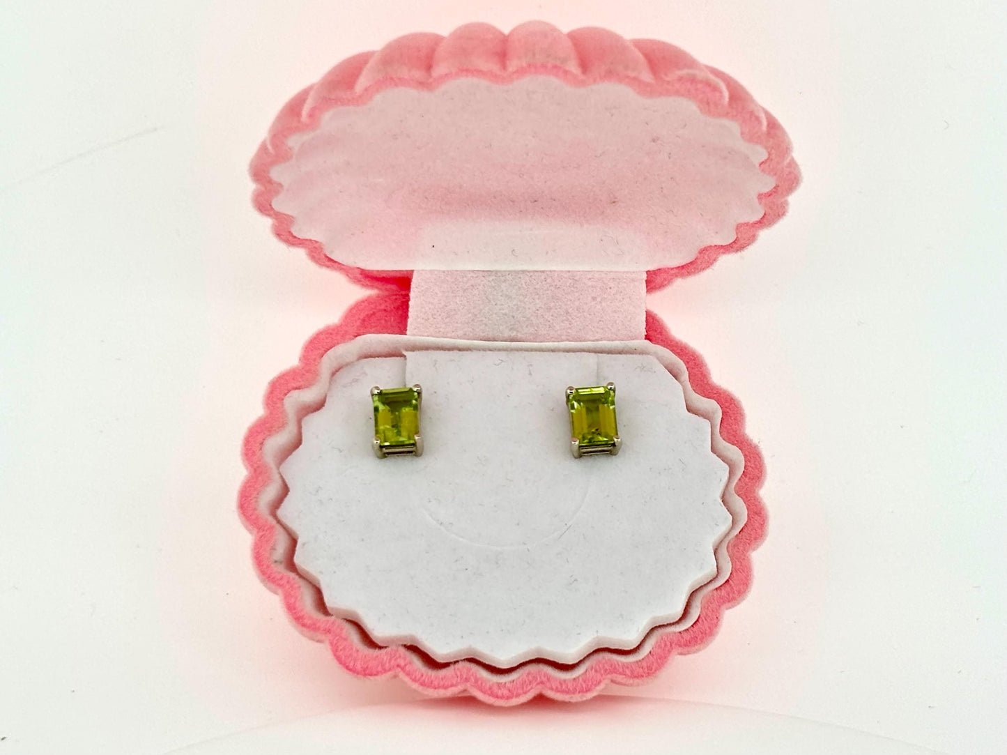 14K Gold Green Earrings Peridot Earrings Peridot Studs Princess Cut Hawaiian Diamond Peles Tears - Birthday Gift for Her Gift For Mom