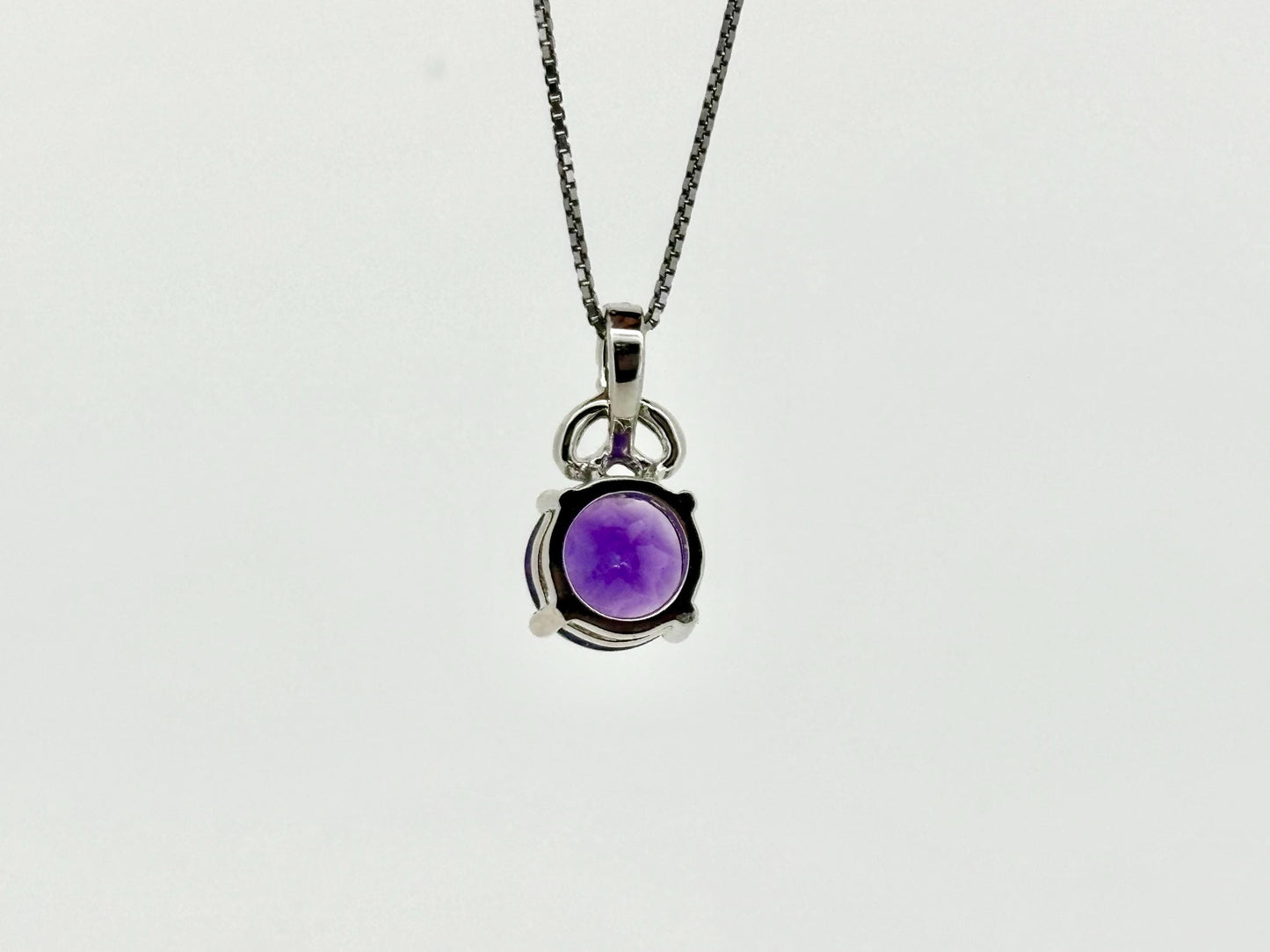 14K White Gold Amethyst Pendant With Diamond Necklace February Birthstone Gift, Amethyst Nexklace, Birthday Gift for Her