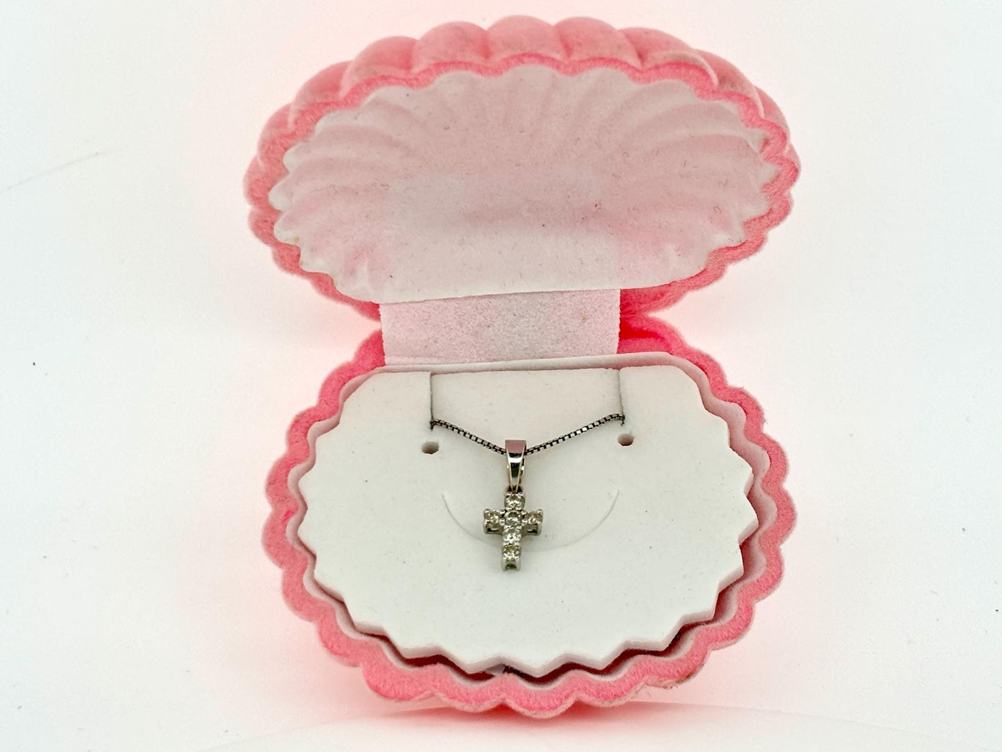 14K Solid White Gold Cross Necklace Jesus Christ Pendant Diamond Cross Christian Gift for her Chritian Gift for Wife Christmas Gift