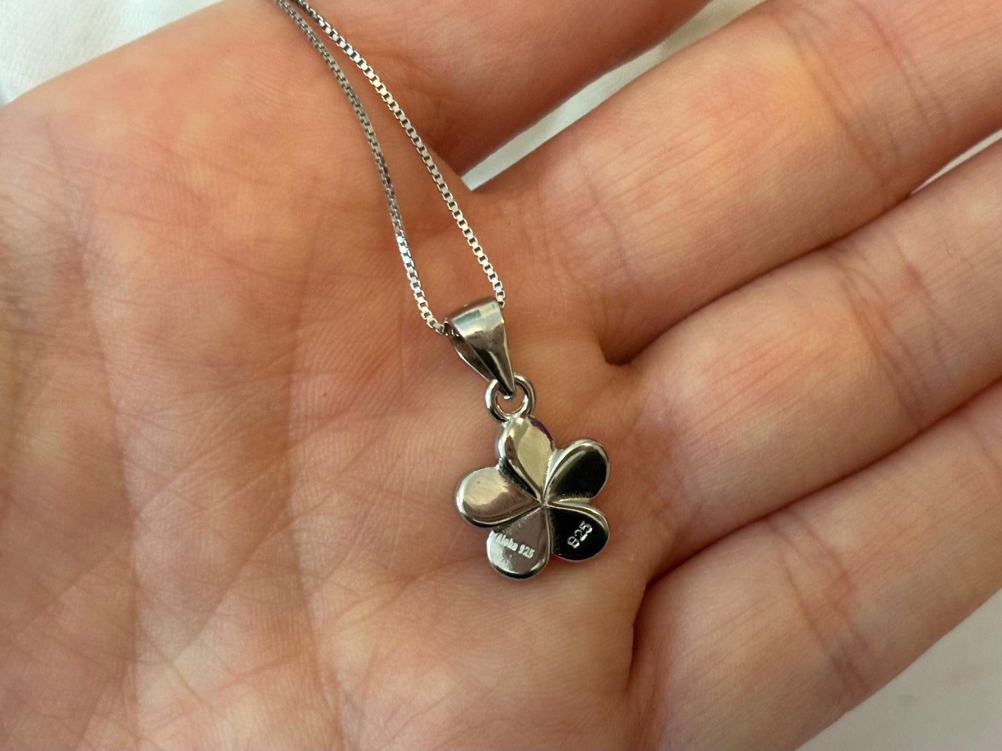 Dainty White Opal Plumeria Flower Necklace Tarnish Free with chain Girly Minimalist Floral Gift for Her Gift for Mom 925 Sterling Silver