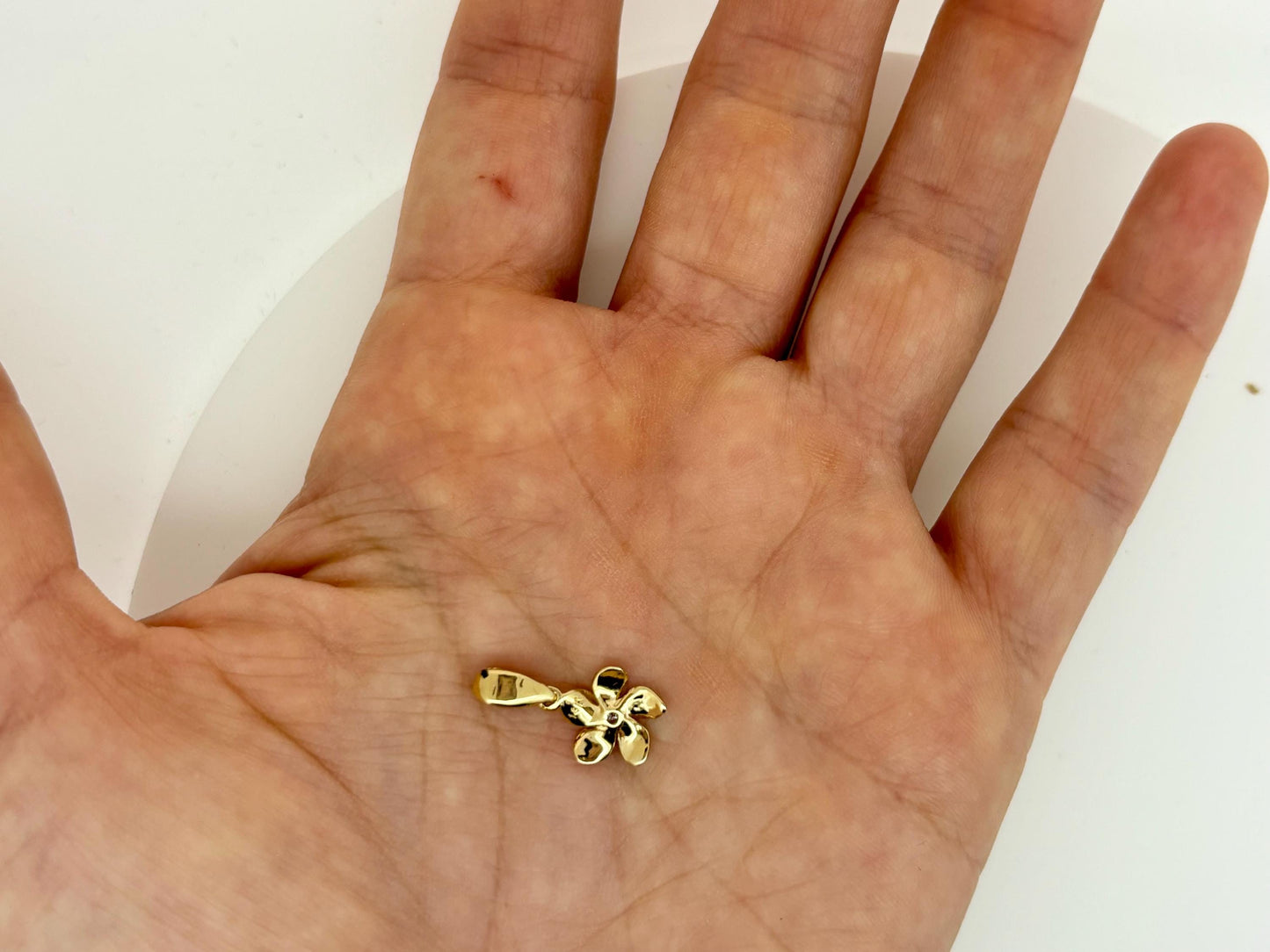 14K Solid Gold Plumeria Pendant Flower Pendant 0.2 Ct Diamond Necklace Gold Pendant Birthday Gift for her Gift for Mom Flower Necklace