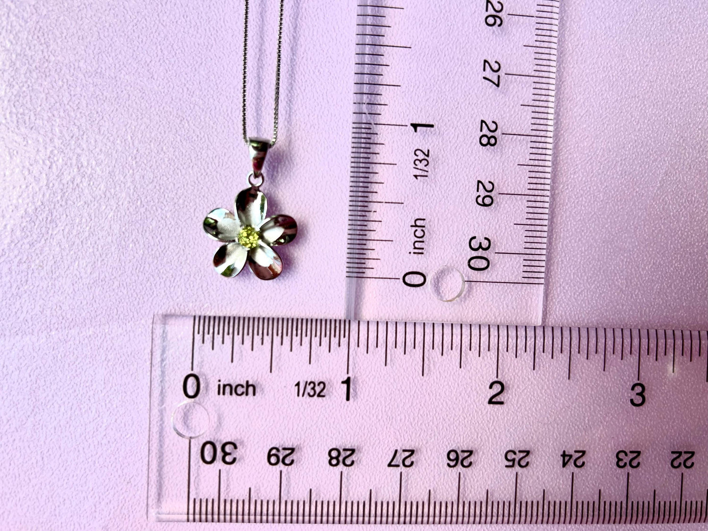 Hawaiian Plumeria Flower Necklace Peridot Necklace 925 Sterling Silver Tarnish Free With Chain - Birthday Gift for Her Green Dainty Necklace