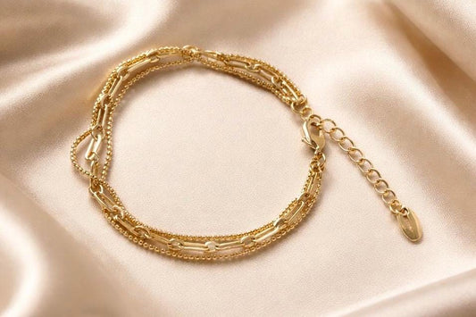 Dainty Charm Bracelet | Adjustable Gold Chain With Sparkling Cubic Zirconia Stones