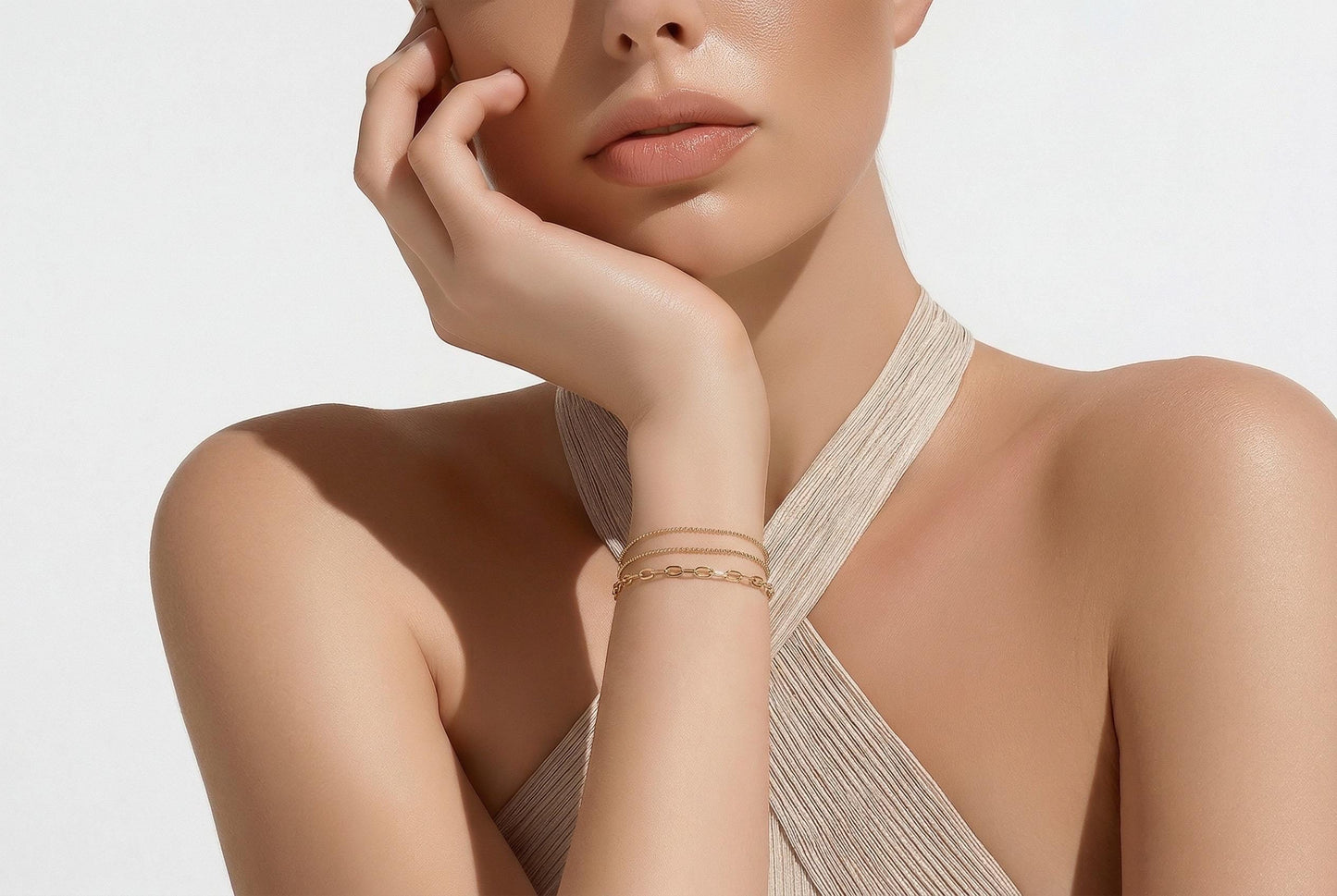 Dainty Charm Bracelet | Adjustable Gold Chain With Sparkling Cubic Zirconia Stones
