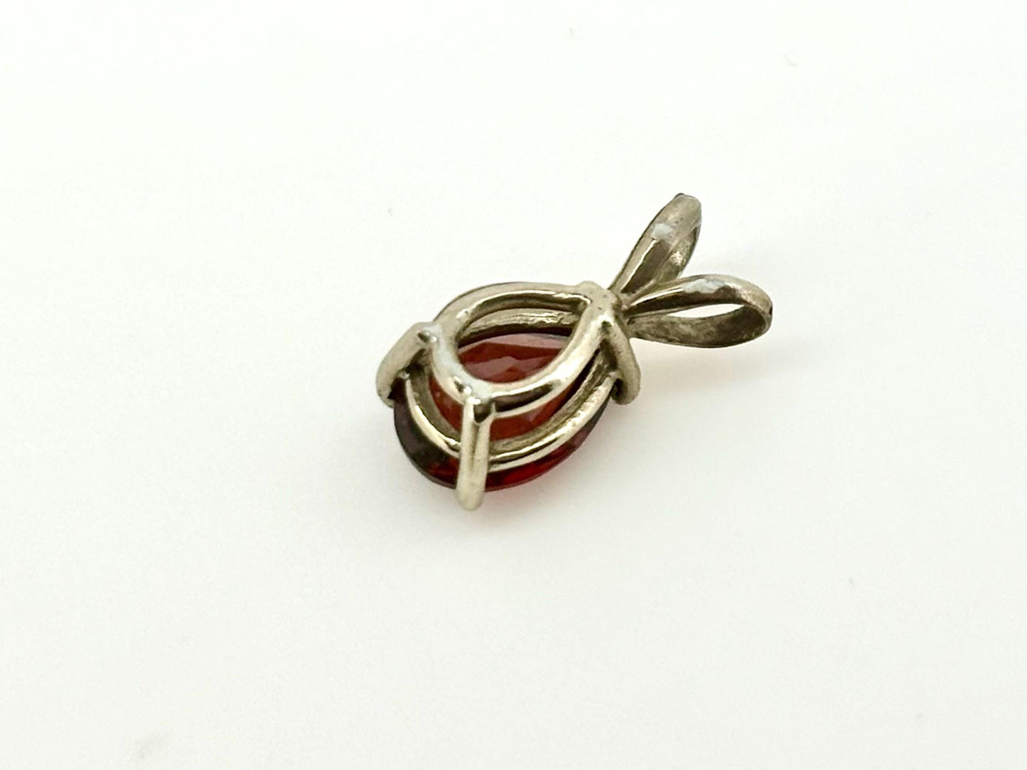 Lava Heart Garnet Pendant – 14k Solid White Gold Necklace