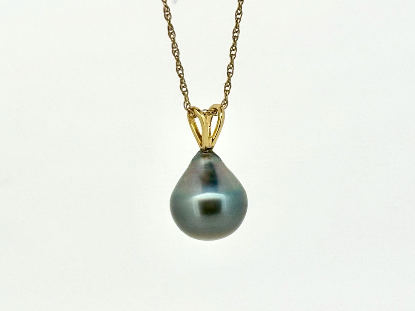 Genuine Natural Tahitian Pearl Necklace Ocean Blue Pearl Pendant with 14K Gold Chain Black Pearl Necklace Birthday Gift for Her Gift for Mom