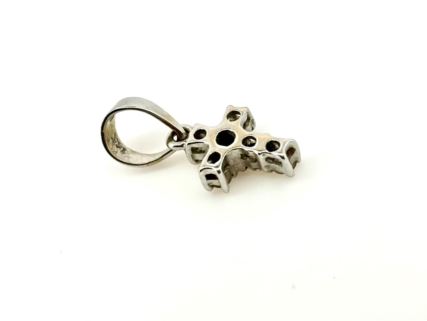 14K Solid White Gold Cross Necklace Jesus Christ Pendant Diamond Cross Christian Gift for her Chritian Gift for Wife Christmas Gift