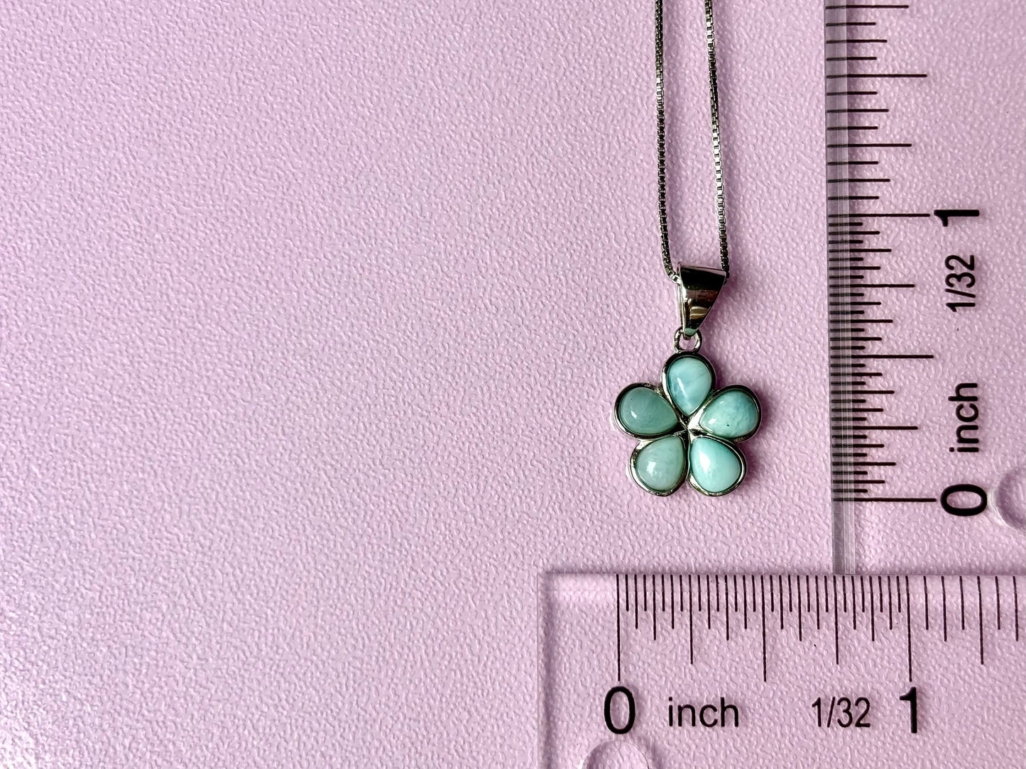 Hawaiian Plumeria Flower 925 Sterling Silver Tarnish Free blue Larimar ocean Necklace and chain Gift Wife daugther Mom Girlfriend sister